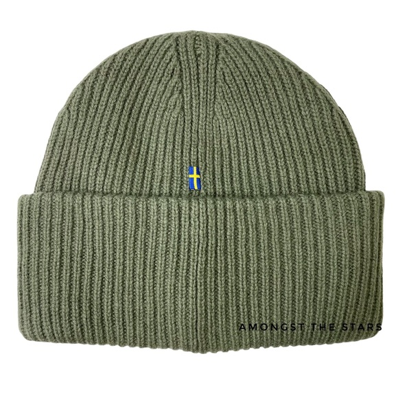 Fjallraven 1960 Logo Wool Caper Olive Green Beanie Hat - Picture 6 of 11